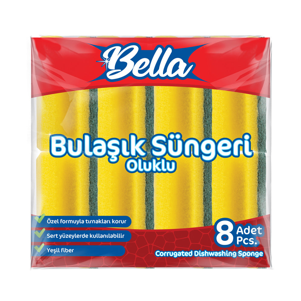 Bella Oluklu Bulaşık Süngeri 8'li