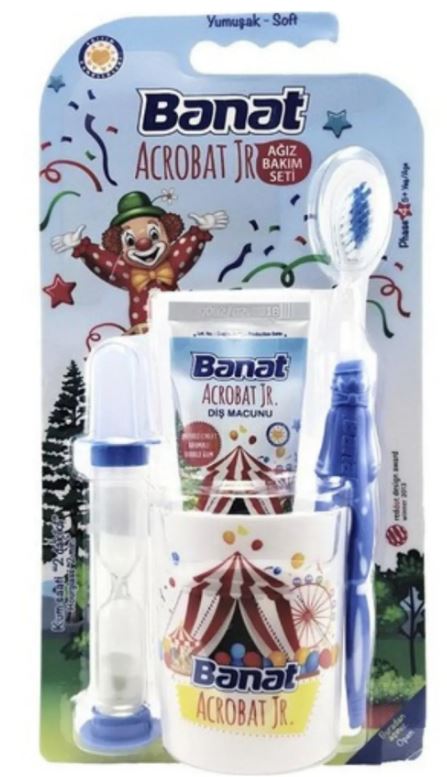 Acrobat Junior Çocuk Diş Fırça Seti (Mavi)
