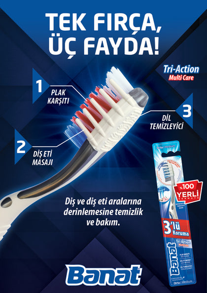 Banat Tri-Action Üçlü Koruma Diş Fırçası